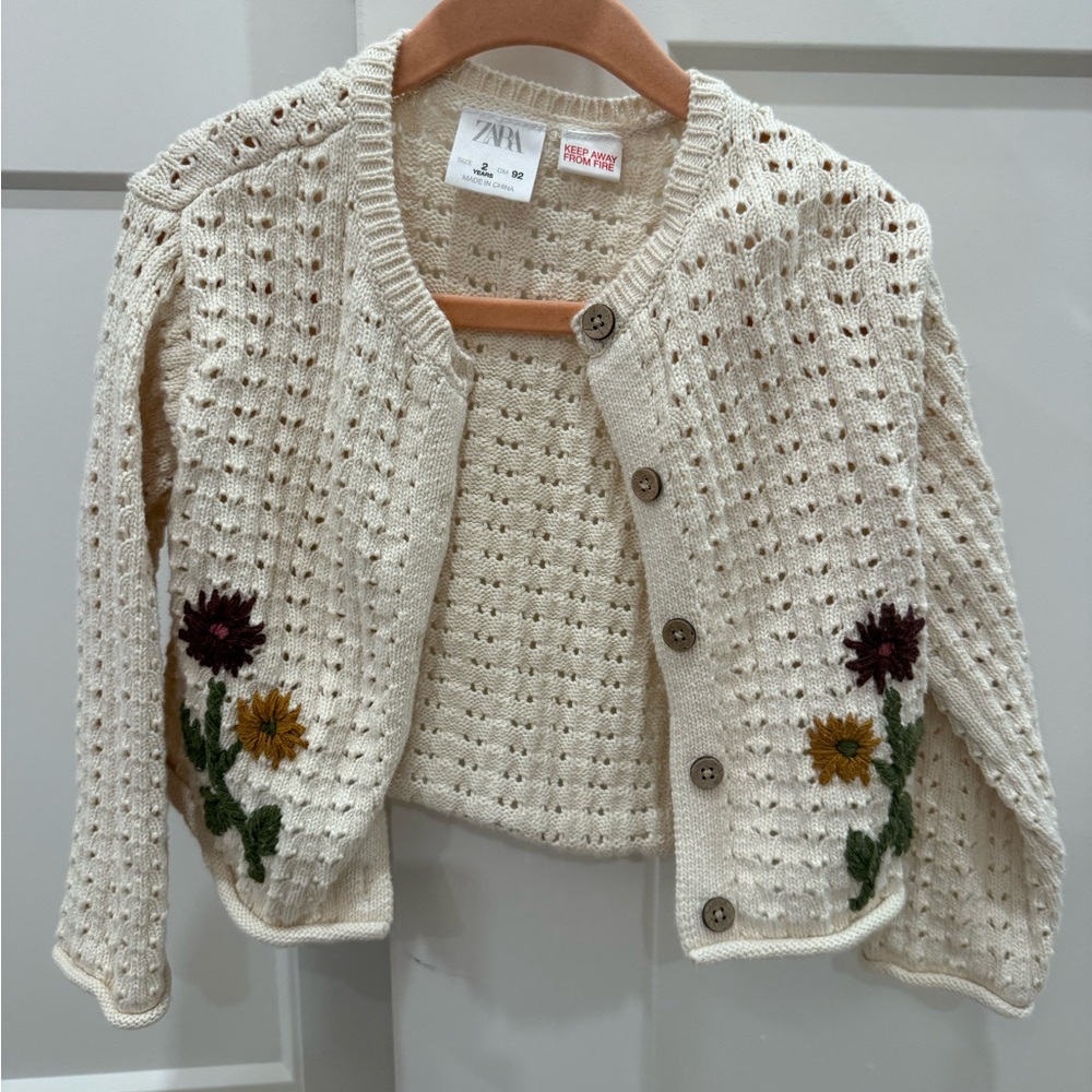 ZARA Cream Openwork Knit Baby Sweater